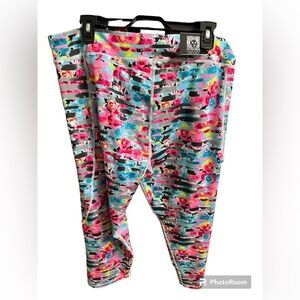 NWT Anne Klein sport 3X high rise cropped floral leggings